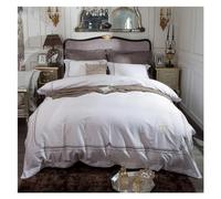 GGYTMQL Set di Biancheria da Letto a Quattro Pezzi Bianco di Ricamo di Lusso in Cotone Egiziano Bianco 4pcs King Venne Size Fele copripiumini COPERTHCASE BEDOWCASE BETTO di Quattro PIETRI, Set da