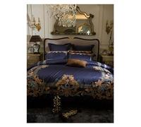 GGYTMQL Set di Biancheria da Letto a Quattro Pezzi Bianco di Ricamo di Lusso in Cotone Egiziano Bianco 4pcs King Venne Size Fele copripiumini COPERTHCASE BEDOWCASE BETTO di Quattro PIETRI, Set da