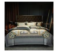 GGYTMQL Set di Biancheria da Letto a Quattro Pezzi da 1000tc Cotone Lussuoso Biancheria da Letto Chic 4pcs Morbido setoso Mobile Vintage Piumino Foglio Foglio di Cuscinetti Regina King Size a Quattro