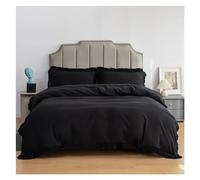GGYTMQL Set di Biancheria da Letto a Quattro Pezzi Letto a Quattro Pezzi arrivati Set di coperture per Piumino Soft Regina per la Pelle e Comodi Set di lettiere con Piumino Nero Solido (Bianco-Queen