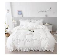 GGYTMQL Set di Biancheria da Letto in Pizzo di Cotone Set di coperture per Piumino Bianco da Letto Ricamato Gonna da Letto Principessa gemello Regina Regale da Letto da Letto, Set da Letto, Set da