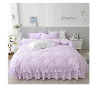 GGYTMQL Set di Biancheria da Letto in Pizzo di Cotone Set di coperture per Piumino Bianco da Letto Ricamato Gonna da Letto Principessa gemello Regina Regale da Letto da Letto, Set da Letto, Set da
