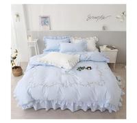 GGYTMQL Set di Biancheria da Letto in Pizzo di Cotone Set di coperture per Piumino Bianco da Letto Ricamato Gonna da Letto Principessa gemello Regina Regale da Letto da Letto, Set da Letto, Set da
