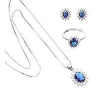 GGYTMQL Set di gioielli blu per donne Prom Gioielli Set di ciondoli Fashion Cionclana Delicata Collana da donna