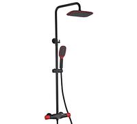 GGYTMQL Set di rubinetti termostatici, soffione doccia a pioggia con doccetta a doppia modalità, miscelatore per doccia da bagno, sistema doccia a parete con beccuccio