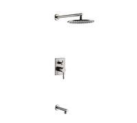 GGYTMQL Set doccia a scomparsa, in ottone spazzolato, con rubinetto e soffione a pioggia da 20 cm, facile installazione, A-(Fyrkant)