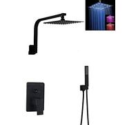 GGYTMQL Set Doccia Nero Rubinetto Del Bagno Della Parete Doccia Braccio Deviatore Miscelatore Portatile Spray Set con 8 "Rian Soffione Doccia