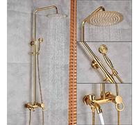 GGYTMQL Set doccia Sistema doccia dorato Set doccia rubinetto monocomando a 3 vie Doccia a pioggia da 8 pollici con doccetta a cascata Beccuccio Vasca da bagno Sistema doccia, rubinetto dorato A