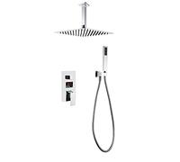 GGYTMQL Sistema doccia a pioggia Display Digitale Set Combo Set Soffitto Bagno Doccia Rubinetto Set con Soffione Doccia in Acciaio Inox