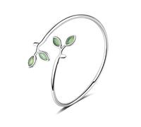 GGYTMQL smalto verde oliva ramo foglie bracciali e braccialetti aperti per donne