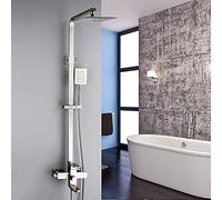 GGYTMQL Soffione doccia di lusso a parete in acciaio inox doccia a pioggia rubinetti set sistema acqua calda fredda quadrato soffione doccia a mano