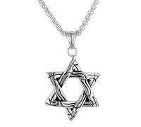 GGYTMQL Star of David Necklace for Women Men, 925 Sterling Silver Star of David Pendant esagremo a Doppio Strato Catena ebraica Collana per Donna Stella di David Collana per Uomini