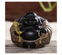 GGYTMQL Statue di Buddha Maitreya Buddha Ornment Statue Ceramic Crafts Buddhist Figurina Desidero felicous di Fare Soldi 8,5 * 8,2 * 6,8 cm Decorazione del Feng Shui (Colore: Gris)