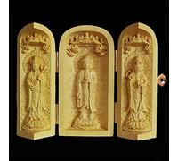GGYTMQL Statue di Buddha meditando per Decorazioni per la casa, Ornamento di bosso, Medicina Buddha Buddha Shakyamuni Amitabha Buddhismo Religioso, Feng Shui Tre Decorazioni Artigianali in Legno a