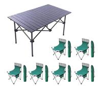 GGYTMQL Tavolo da campeggio con set di arie di 7, tavolo pieghevole portatile e sedili per 6 persone, tavolo da famiglia in alluminio picnic set per la festa del giardino all'aperto