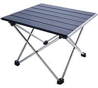 GGYTMQL Tavolo pieghevole da campeggio, portatile, con piano in alluminio e borsa per il trasporto, facile da trasportare, per interni ed esterni, feste in casa e campeggio, nero, grande (nero piccolo