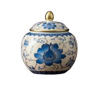 GGYTMQL tè Contenitore di tè Tradizionale in Ceramica a Mano Dipinta a Mano Ceramica Bancotta da tè per la casa Caricatore sigillato Ornamenti Vuoti Ornamenti Tea Caddy (Blu)