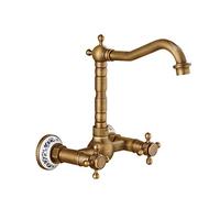 GGYTMQL Tocca del lavandino zedaro bagno cucina, rubinetti del bacino a muro, doppio mixer rubinetto mixer acqua fredda per acqua calda per cucina 360 rotazione del lavello del mixer cucina/a5 ottone