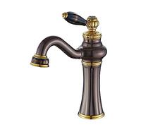 GGYTMQL Tocche di lavandino, tap acqua europeo in stile europeo caldo e freddo rubinetto tap acqua marrone americano marrone antico rubinetto a singolo buco lavaggio a forma di lavaggio a tutto