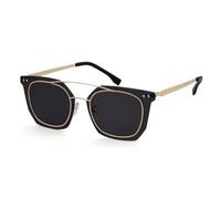 GGYTMQL Trendy Rosa Cat Eye Occhiali Da Sole Donne Retro Doppio Naso Rivetto Telaio In Metallo Rotondo Occhiali Da Sole Uomini Tonalità Occhiali UV400, C1 Nero, Taglia unica