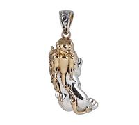 GGYTMQL Two Tone 925 Sterling Silver Feng Shui Pixiu Pi Yao Ciondolo Amulet Attrazione Attrazione Ciondolo per Uomini Donne