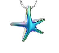 GGYTMQL Urna Collar Gris Joyas de Cremación de Estrellas de Mar para Cenizas Recuerdo Conmemorativi para Mujeres/Hombres Colgantes de Urna de Recuerdo Conmemorativo