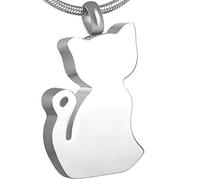 GGYTMQL Urne ricordo per Cenere Design del Gatto Memoriale Grey Souvenir Collana a Pendente Pieno Gioiello funebre con Lucido Lucido