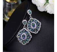 GGYTMQL Women Crystal Jewelry Drop Blue Rainbow Fire Mistical Oreger con Pietre di zircone