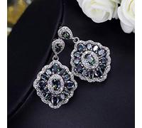 GGYTMQL Women Crystal Jewelry Drop Blue Rainbow Fire Mistical Oreger con Pietre di zircone
