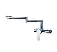 GGYTMQL Zedaro Rubinetto miscelatore a 360° girevole cromato placcato tutto in rame miscelatore da cucina rubinetto triplo pieghevole da parete montato a parete lavello lotto rubinetto acqua fredda