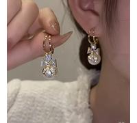 GGYTMQL Zircone Pentagram Nappa per Orecchini Lunghi per Donne Orecchini lucenti Regali di Compleanno di Gioielli da Sposa