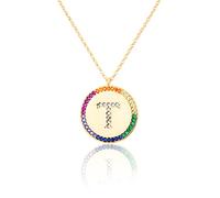 GGYTMQL Zirconio intarsiato Piatto 26 Lettere AZ Collana per Donne Rotonde Cristallo Arcobaleno a Pendente zircone zircone Gioielli cristiani