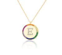 GGYTMQL Zirconio intarsiato Piatto 26 Lettere AZ Collana per Donne Rotonde Cristallo Arcobaleno a Pendente zircone zircone Gioielli cristiani