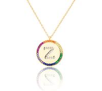 GGYTMQL Zirconio intarsiato Piatto 26 Lettere AZ Collana per Donne Rotonde Cristallo Arcobaleno a Pendente zircone zircone Gioielli cristiani