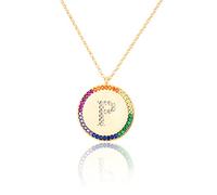 GGYTMQL Zirconio intarsiato Piatto 26 Lettere AZ Collana per Donne Rotonde Cristallo Arcobaleno a Pendente zircone zircone Gioielli cristiani
