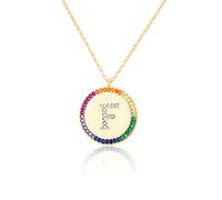 GGYTMQL Zirconio intarsiato Piatto 26 Lettere AZ Collana per Donne Rotonde Cristallo Arcobaleno a Pendente zircone zircone Gioielli cristiani