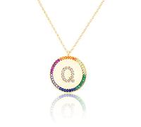 GGYTMQL Zirconio intarsiato Piatto 26 Lettere AZ Collana per Donne Rotonde Cristallo Arcobaleno a Pendente zircone zircone Gioielli cristiani
