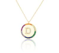 GGYTMQL Zirconio intarsiato Piatto 26 Lettere AZ Collana per Donne Rotonde Cristallo Arcobaleno a Pendente zircone zircone Gioielli cristiani