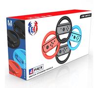 GH Confezione da 4 interruttori per volante, compatibili con Mario Kart 8 Deluxe, accessori per volante da corsa compatibili con Nintendo Switch/Switch OLED Joy Con Controller (nero, rosso e blu)