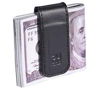 GH GOLD HORSE Slim Magnetic Money Clip Genuine Leather Business Card Holder for Men, Black