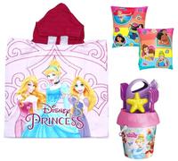 gh Kit Mare PRINCIPESSE Poncho + Secchiello Mare + Braccioli 3 4 5 6 anni, Telo Mare Set Spiaggia Mare Giochi Bambina Bimba