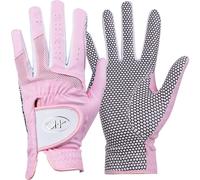 gH Womens Leather golf gloves One Pair - Plain Both Hands (Pink 19 (S))