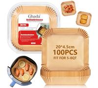 Ghada Carta da forno per friggitrice ad aria calda XXL 5 - 7,3 l, 100 pezzi 20 - 25 cm, carta da forno antiaderente usa e getta, per friggitrice ad aria, compatibile con COSORI, Philips, Cecotec