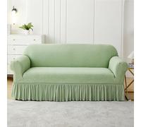 GHAKKE Eleganti Copridivani in Seersucker con Gonna A Balze Copridivani Elasticizzati in Jacquard Stile Rustico Protezione per Mobili per Poltrone Divani A Due Posti(Green,4 seaters (235-300cm))