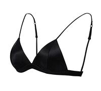 GHAKKE Reggiseno Senza Fili A Triangolo in Raso di Seta da Donna con Coppe Morbide, Reggiseno Liscio E Confortevole Senza Ferretto (Color : Black, Size : M)