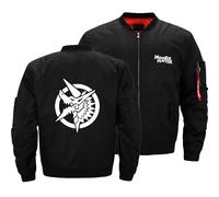 GHAYUCR Bomber Uomo Monst-er Hunt-er, Jacket Retrò Casual con Logo Collo Alto, Bomber Giubbino per le Mezze Stagioni, Colletto(Black,4XL)