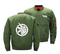 GHAYUCR Bomber Uomo Monst-er Hunt-er, Jacket Retrò Casual con Logo Collo Alto, Bomber Giubbino per le Mezze Stagioni, Colletto(Green,XXL)