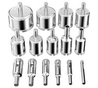 Ghazpmuk 15 Pezzi Sega a Tazza Diamantata, Punte Diamantate per Trapano 6/8/10/12/14/16/18/20/22/25/26/28/30/40/50mm, Punte Trapano Vetro, per Piastrelle, Porcellana, Vetro, Marmo e Ceramica