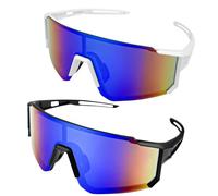 Ghazpmuk 2 Pezzi Occhiali da Ciclismo Polarizzati, Occhiali da Sole da Ciclismo, Occhiali Veloci Uomo, Occhiali Ciclismo Uomo, Protezione UV400, Occhiali Bici da Corsa per Ciclismo Corsa Sci Pesca Ecc