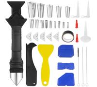 Ghazpmuk Rimuovi Silicone Kit(34 Pezzi), 5 in 1 Raschietto Silicone Professionale, Raschietto in Silicone, Calafataggio Silicone Kit, Spatola per Silicone, per Finestra, Piastrelle Da Cucina, Bagno